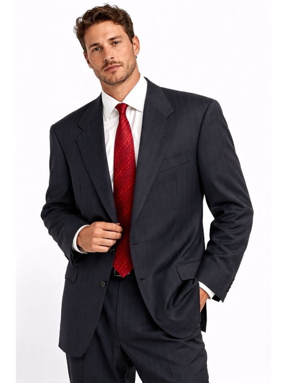 vintage 90s MANI ARMANI jacket blazer black 48L pinstripe 100% wool wall street